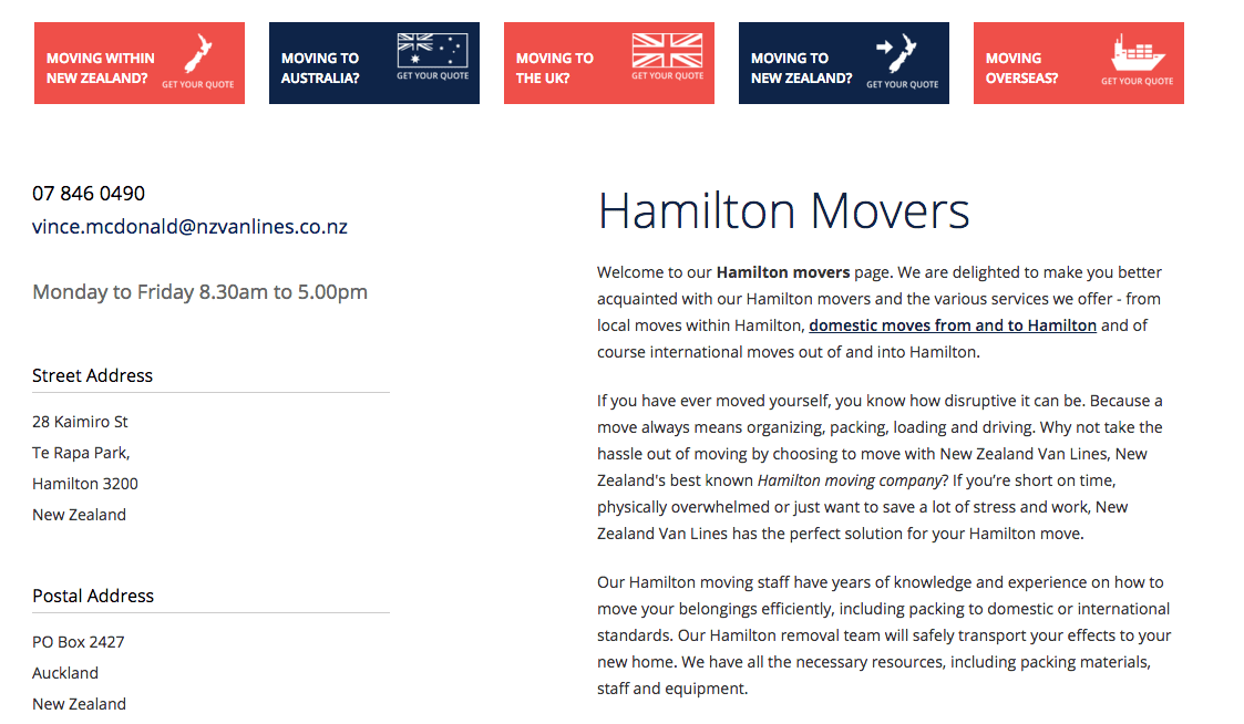 New Zealand Van Lines' Homepage