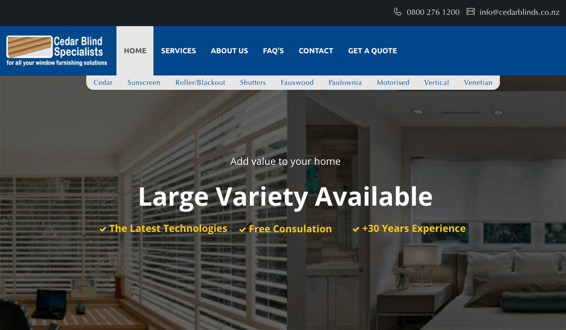 Cedar Blinds' Homepage