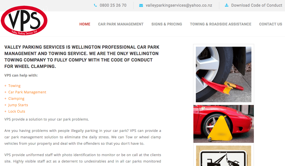 Valley Parking Services' Homepage