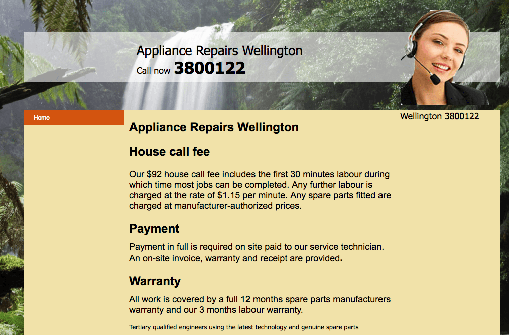 Appliance Repairs Wellington's Homepage