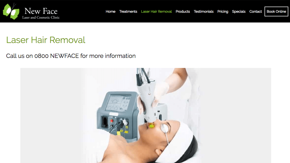 New Face Laser and Cosmetic Clinic's Homepage