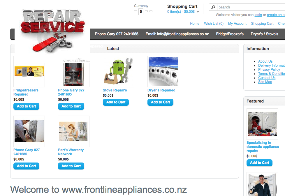 Frontline Appliances' Homepage
