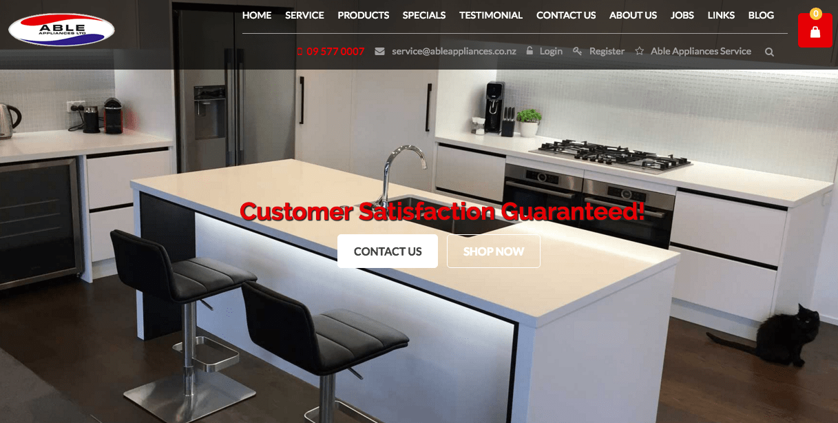 Able Appliances Ltd's Homepage
