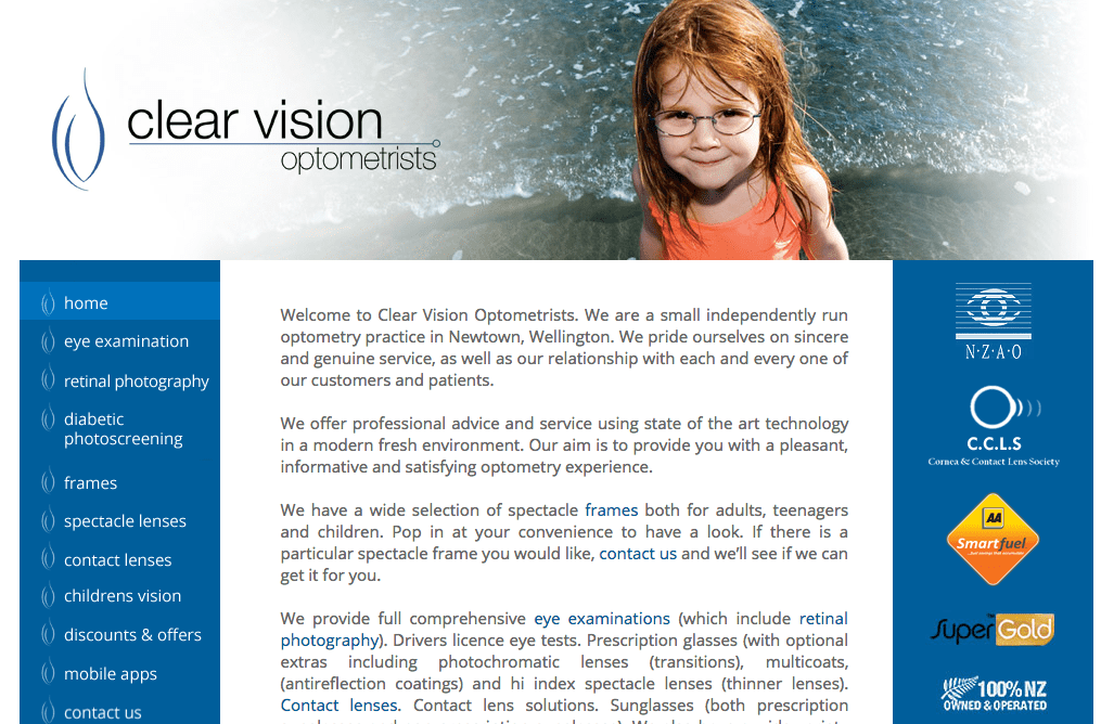Clear Vision Optometrists' Homepage