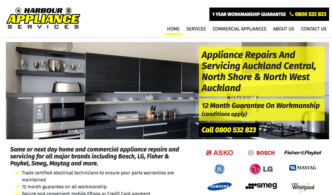Harbour Appliance Services' Homepage