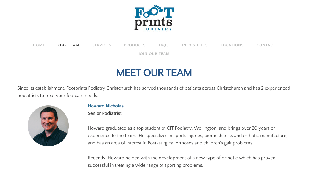 Howard Nicholas - Footprints Podiatry's Homepage