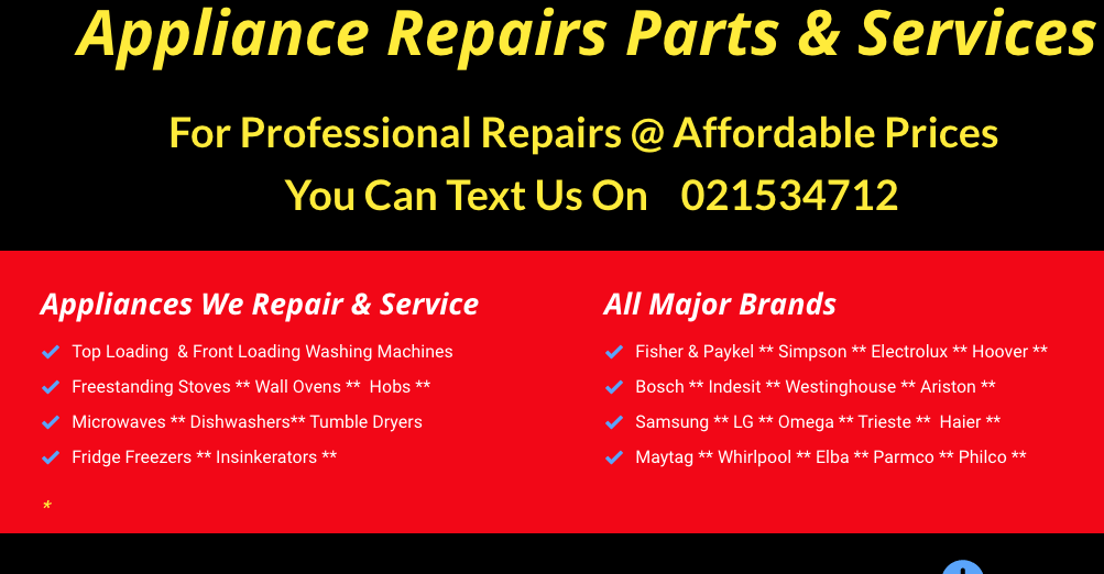 Appliance Repairs Parts & Services' Homepage