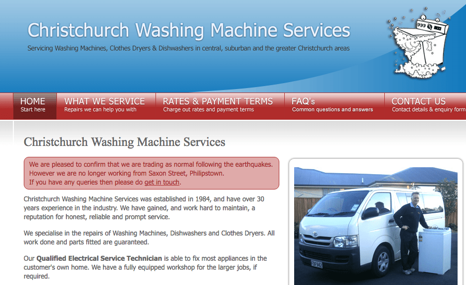 Christchurch Washing Machine Services' Homepage