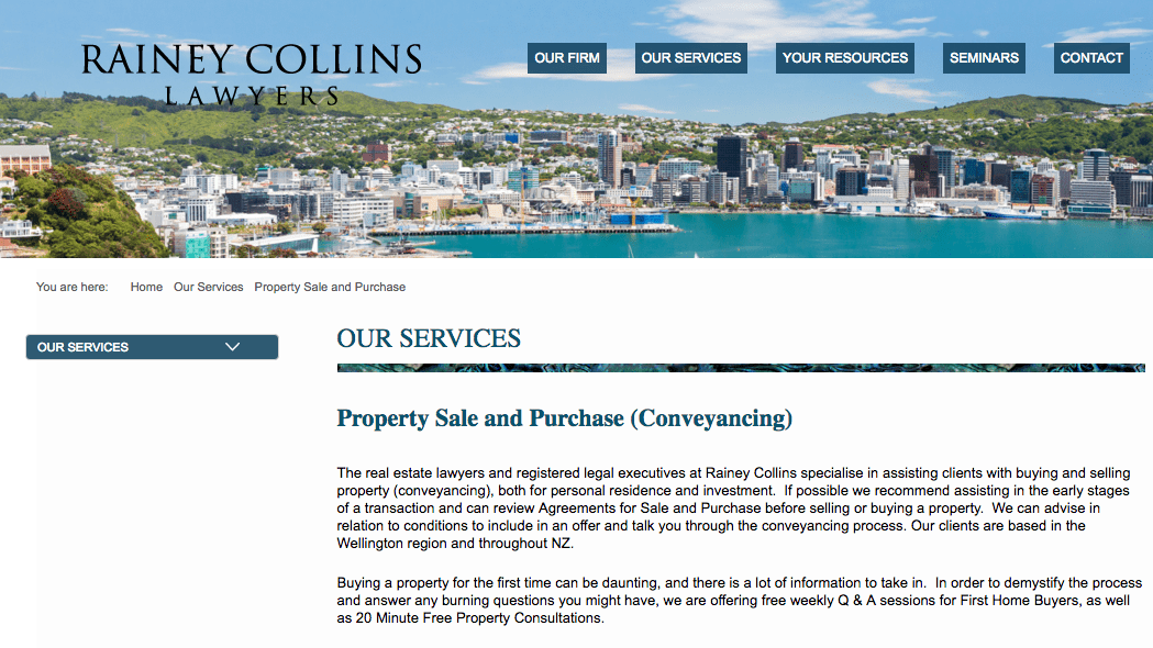 Rainey Collins Lawyers' Homepage