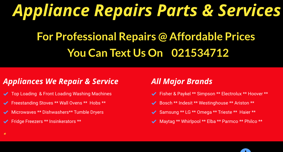 Appliance Repairs Parts & Services' Homepage