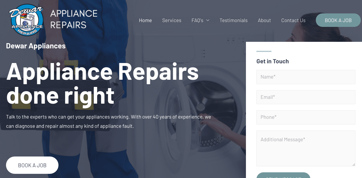 Dewar Appliance Repairs' Homepage