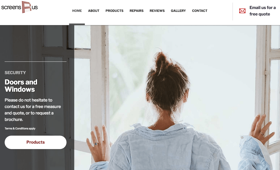 Screens R Us' Homepage