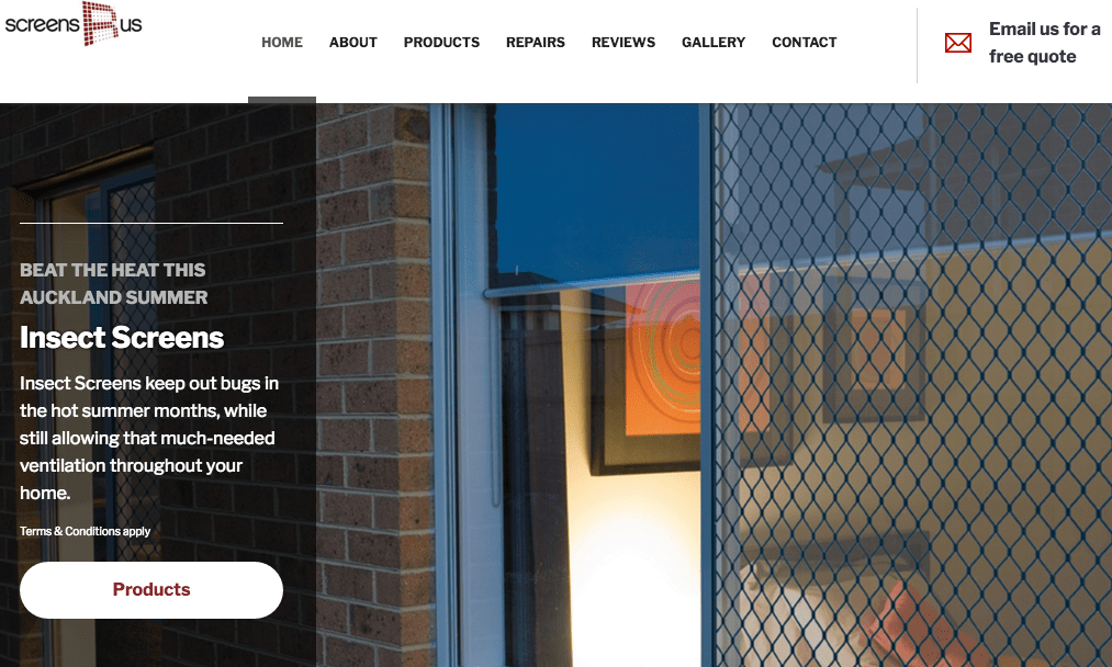 Screens R Us' Homepage