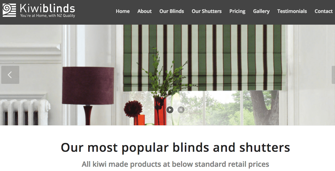 Kiwiblinds & Shutters' Homepage