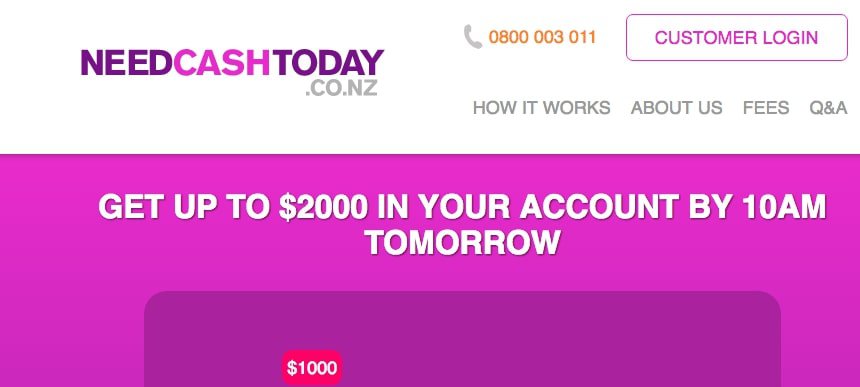 Need Cash Today's Homepage