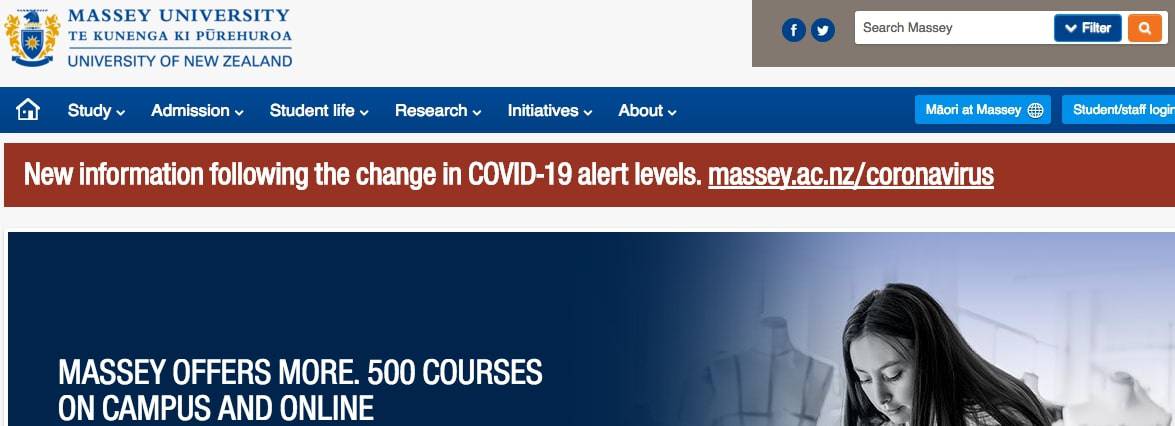 Massey University of New Zealand's Homepage