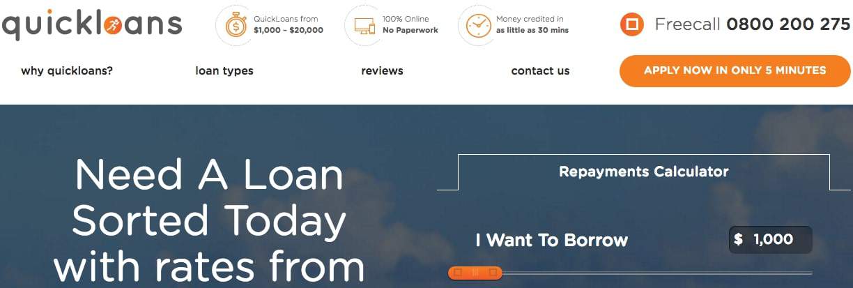 Quick Loans' Homepage