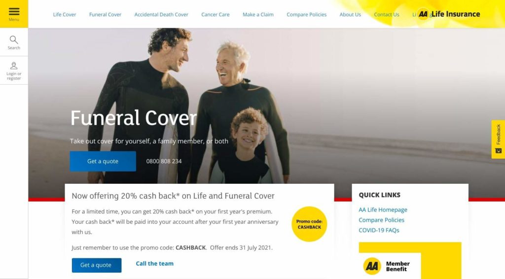 AA Life Insurance's Homepage