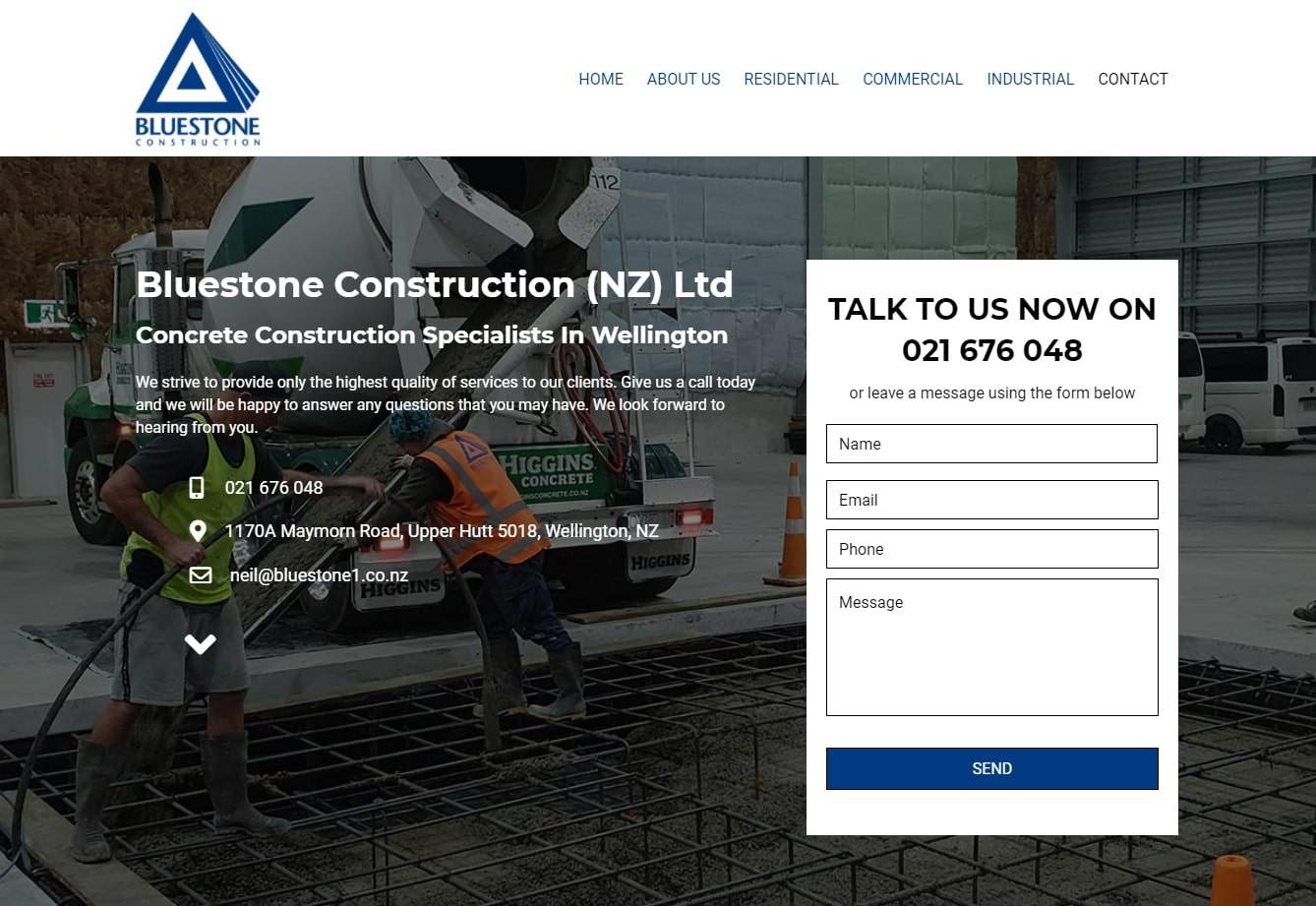 Bluestone Construction's homepage