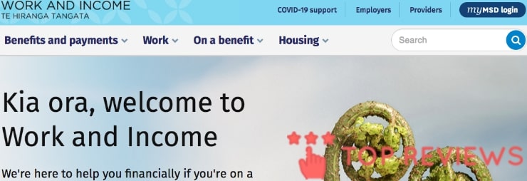 Work & Income's Homepage