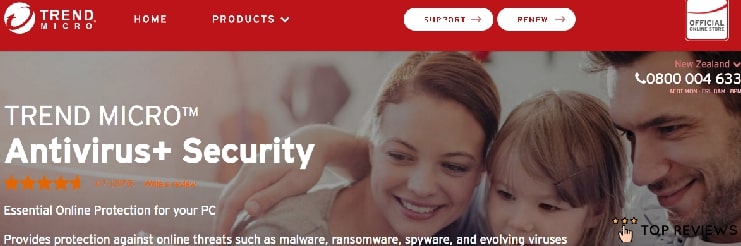Trend Micro Antivirus+ Security's Homepage