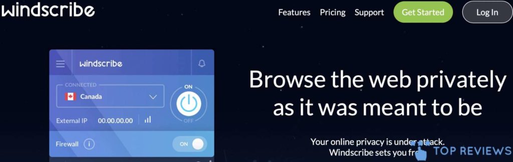 Windscribe's Homepage