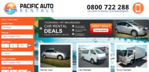 Pacific Auto Rentals' homepage