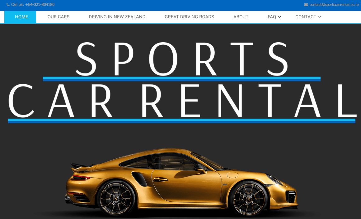 Sports Car Rental's Homepage