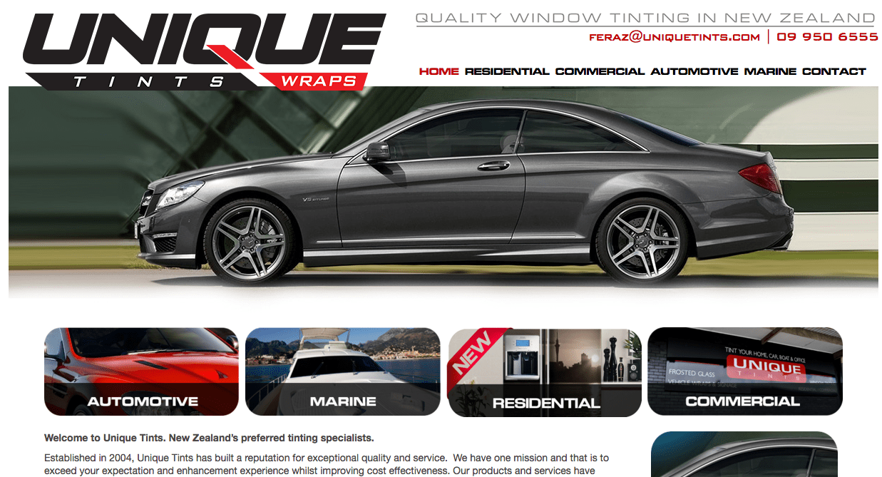 Unique Tints & Wraps' Homepage