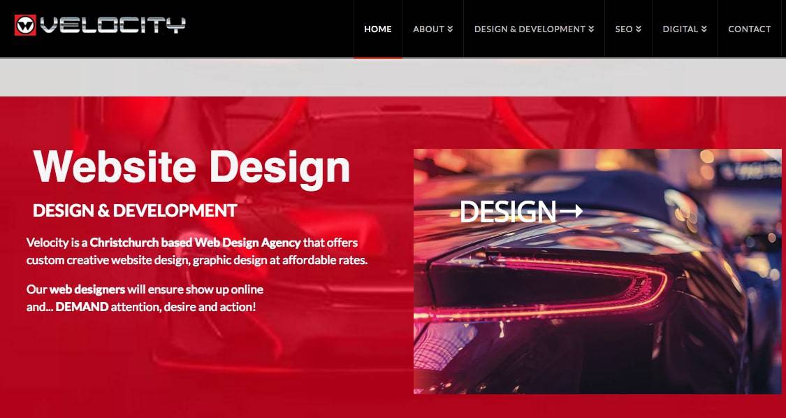 Velocity Websites' Homepage