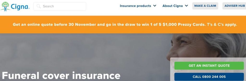 Cigna Funeral Cover Insurance's Homepage