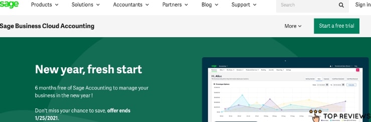 Sage Business Cloud Accounting's Homepage