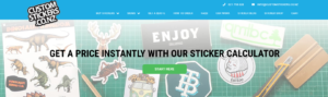Custom Stickers' homepage