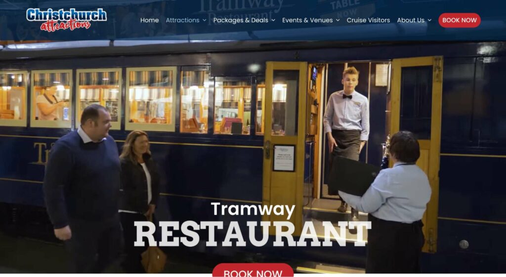 Eat a romantic luxurious meal on Christchurch’s Tram
